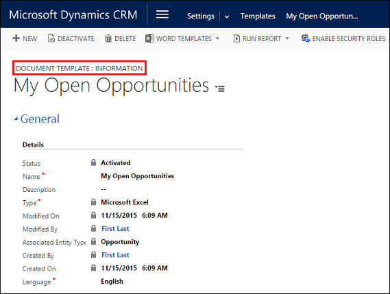 Excel template uploaded from Settings page.