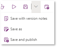 Custom Page studio Save as menu.