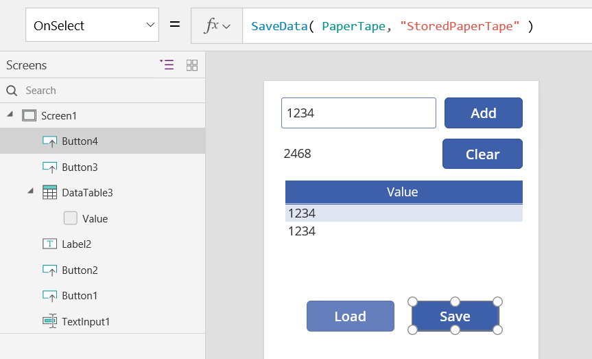 OnSelect property Save button.