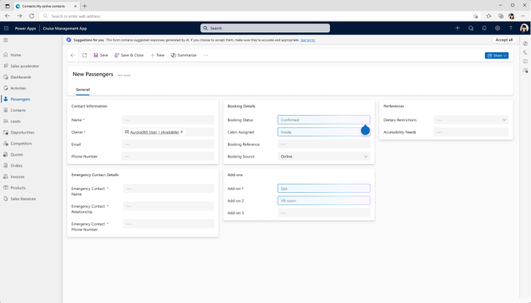 Form filling assistance screenshot of suggested field.