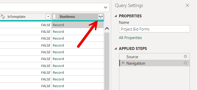 Screenshot showing Expand nested records.