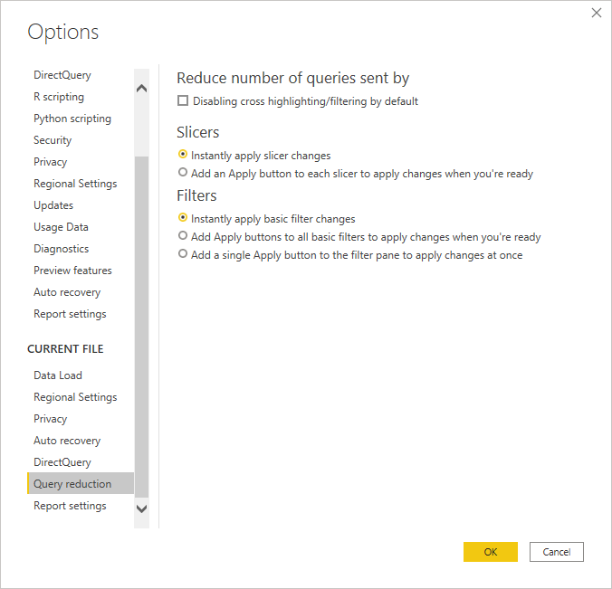 Setting query reduction.