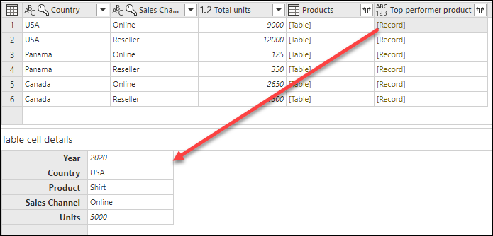 Screenshot of the result of the custom column formula with Table.Max.