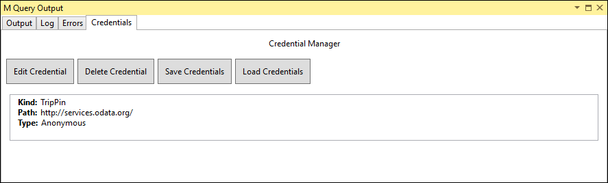 Credentials tab.