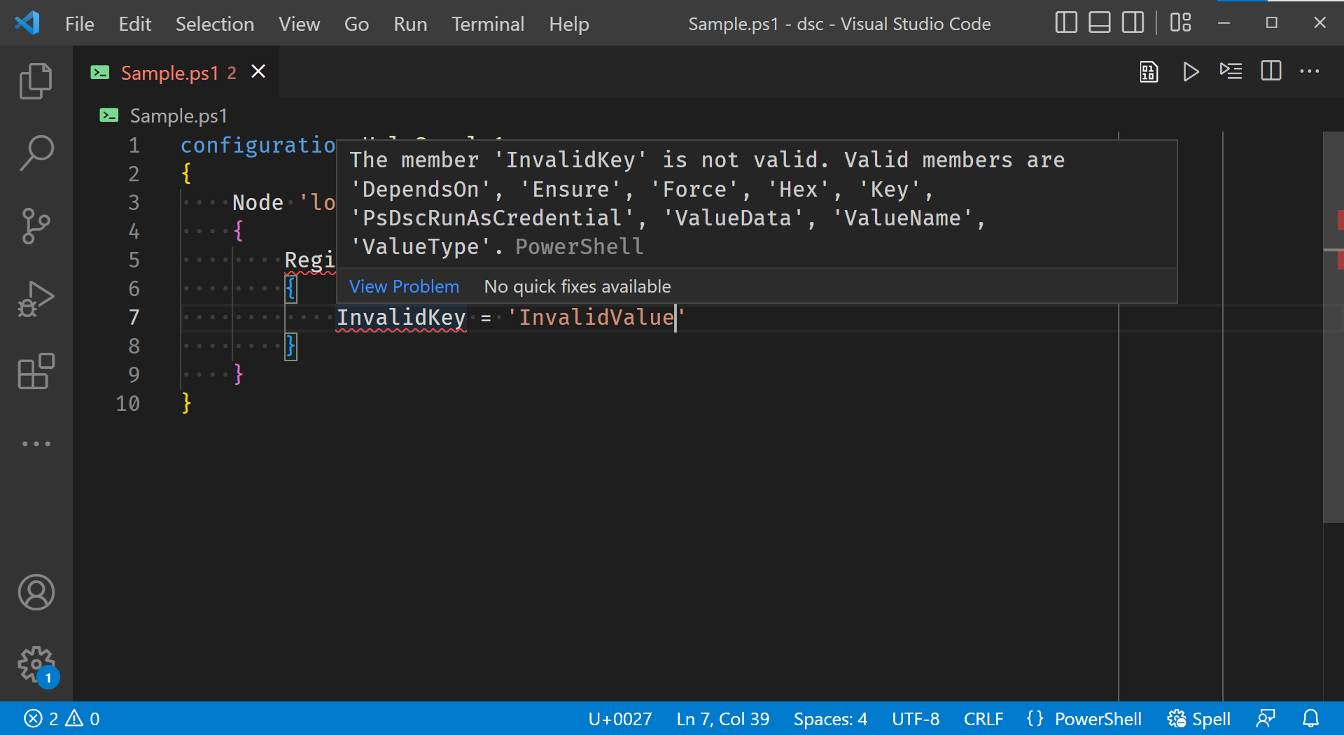 IntelliSense in VS Code for a DSC Resource