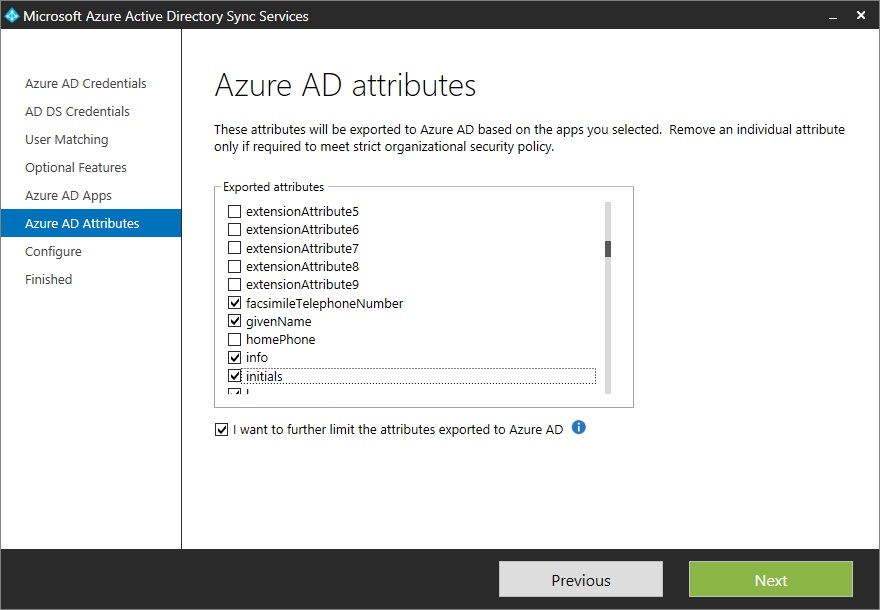 Azure AD attributes