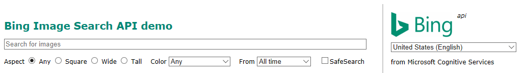 [Bing Image Search form]