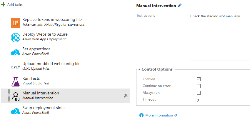 Adding a Manual Intervention task to a deployment