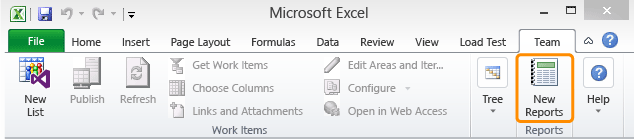 New Report option from Team menu.