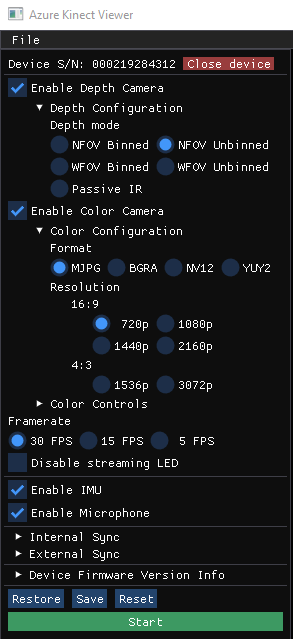Azure Kinect Viewer
