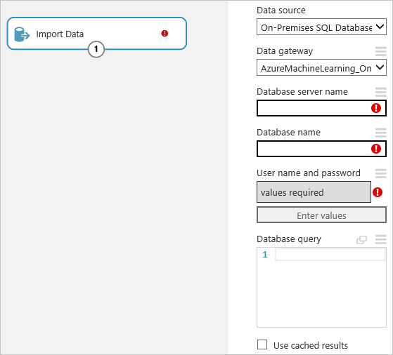 Select data gateway for Import Data module