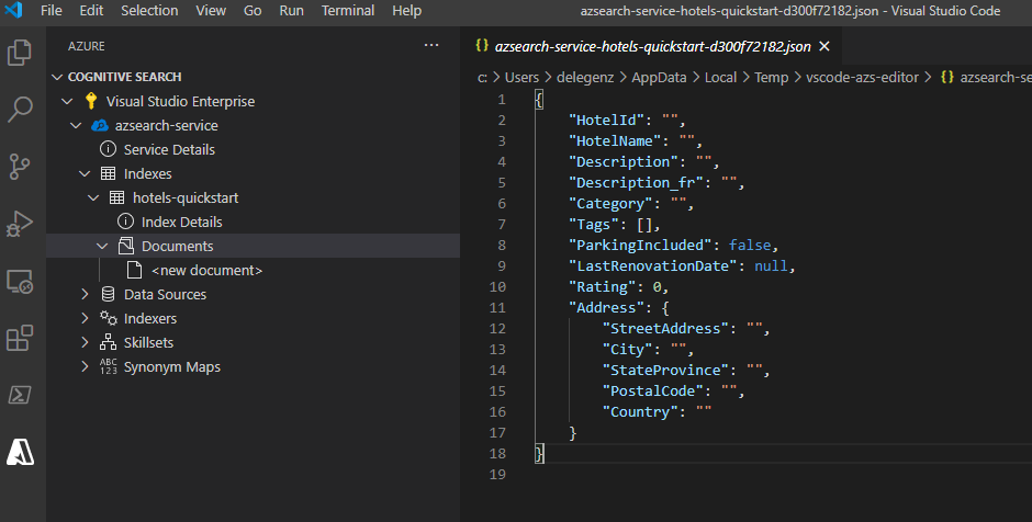 Create a document json