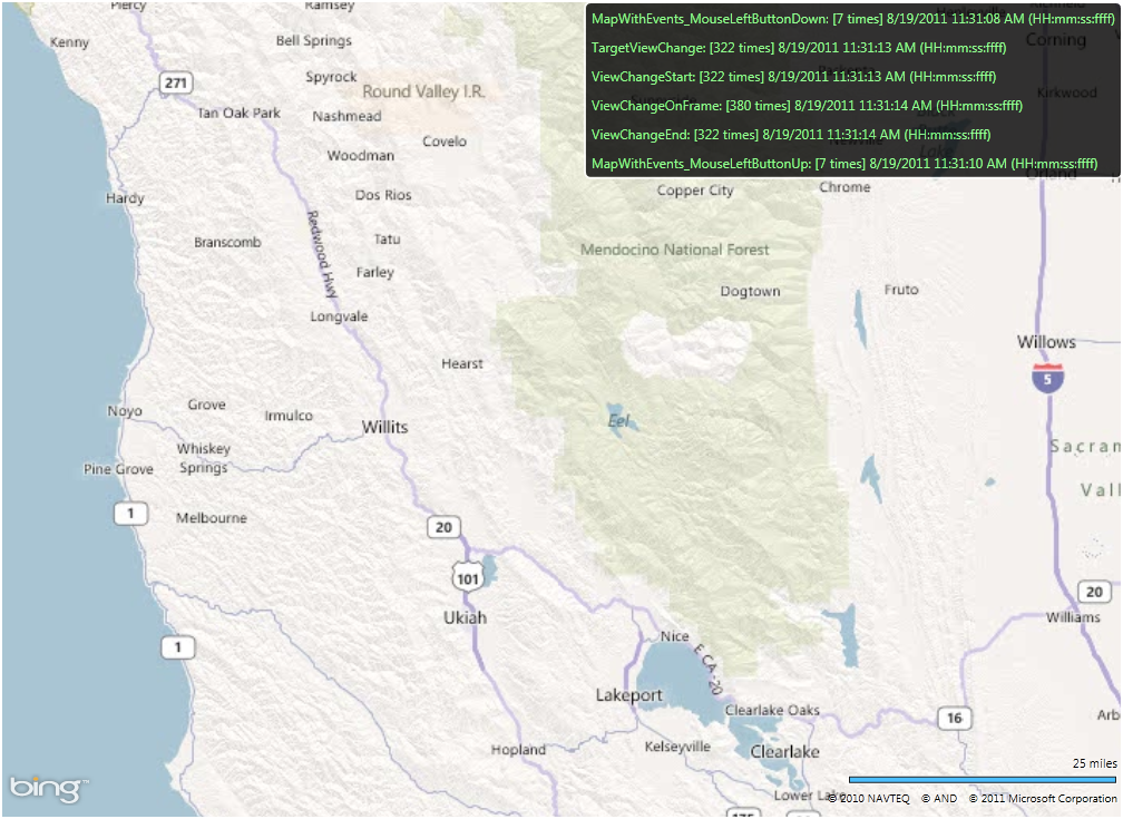 Map example that displays event counters