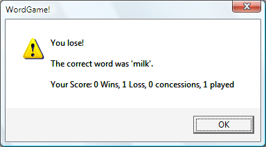 WordGame sample screen shot