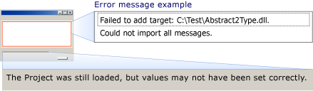 Error(s) Loading Project dialog box