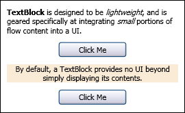 Screenshot: TextBlocks and buttons