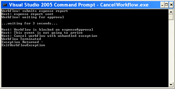 Canceling a Workflow Sample Output