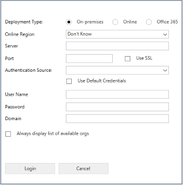 XRM Tooling common login control