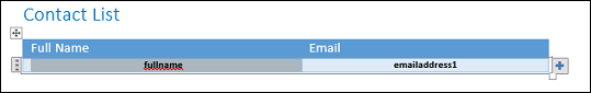 Create a table and add content control fields