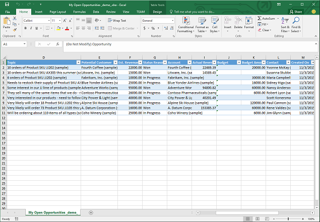 New Excel Template