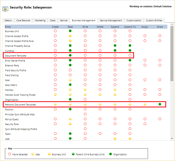 Adjust access using the security role