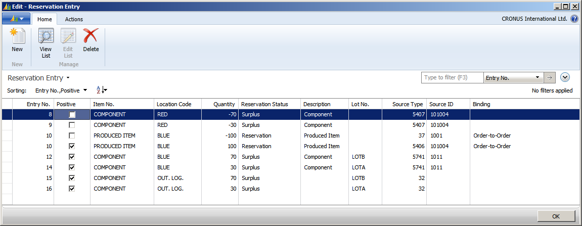 Order tracking entries in Reservation Entry table