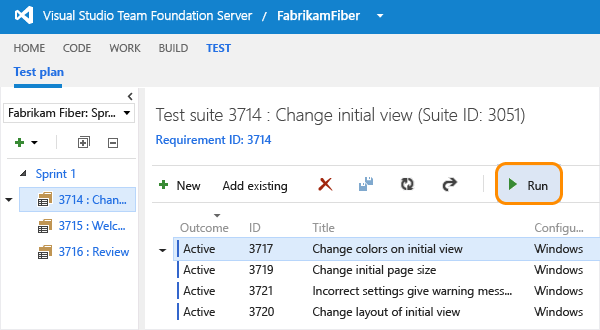 Select and run a specific test