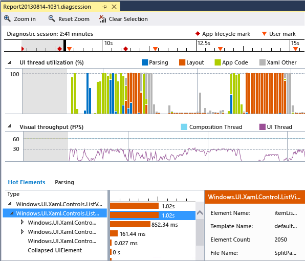 The XAML UI Responsive report page