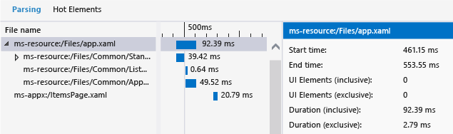 Parsing window