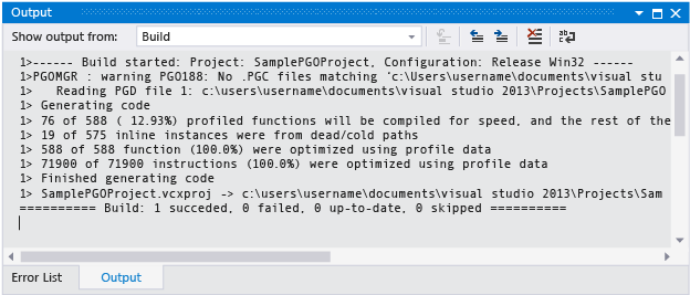 PGO output diagnostics