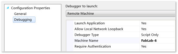 JavaScript debugging project properties