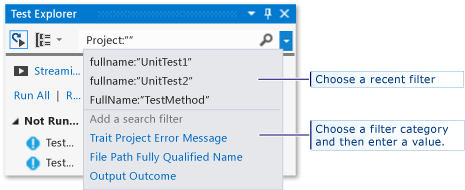 Search filter categories