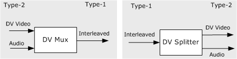 Conversion between type-1 and type-2 DV 