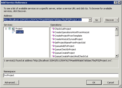 Adding a WCF service reference