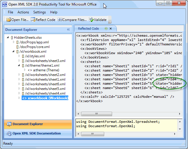 Sample workbook in the Productivity Tool