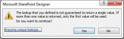 Multiple values lookup warning