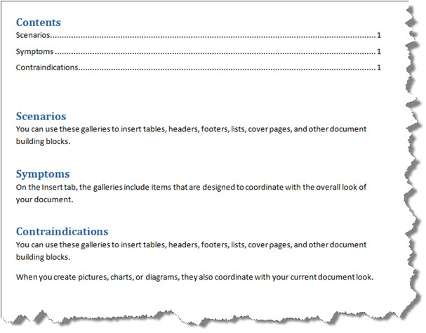 Document with table of contents