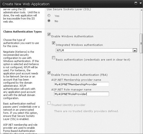 Enabling Forms Based Authentication