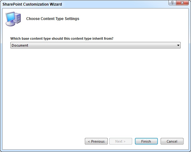 SharePoint Customization Wizard dialog box