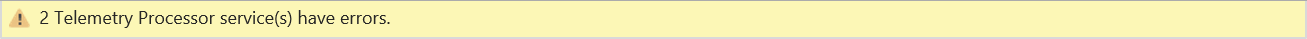 A screenshot of the Telemetry Processor services error message.