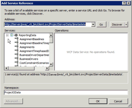 Setting an OData service reference