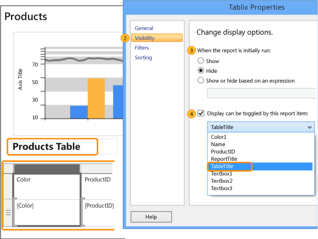 Configure a report table to be expanded