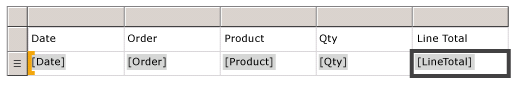 Design, Table with header row and detail row