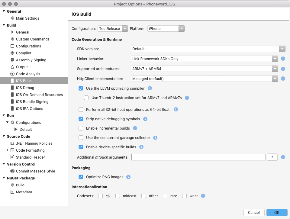 Configure build options