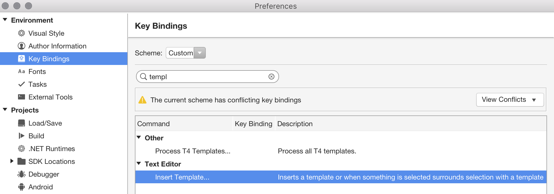 Inset Template command