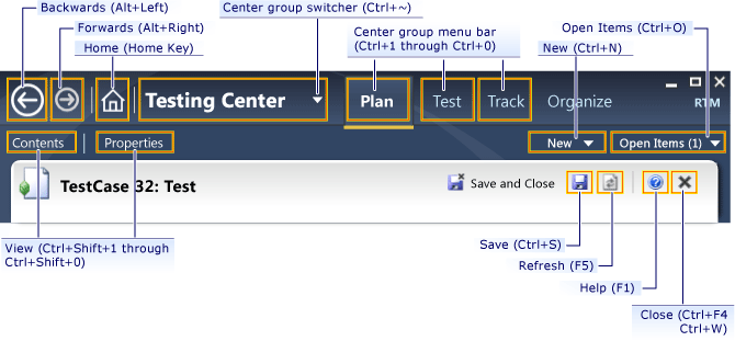 Keyboard Shortcuts for Microsoft Test Manager