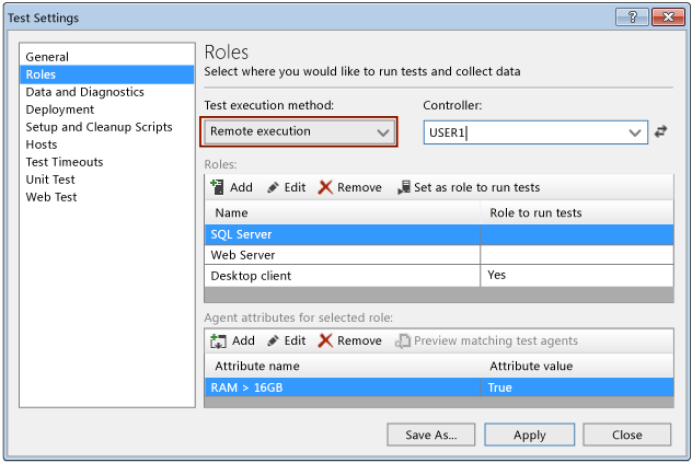 Test setting role