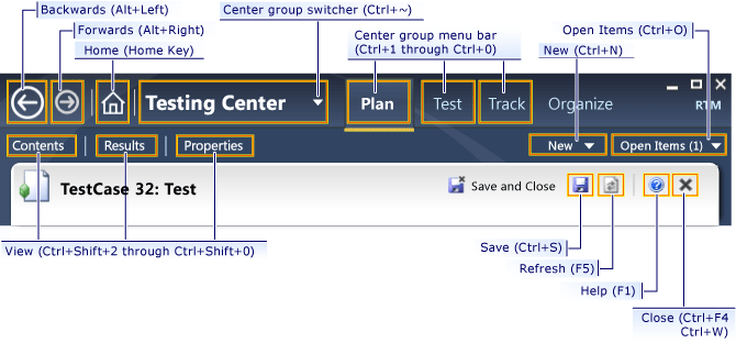 Keyboard Shortcuts for Microsoft Test Manager