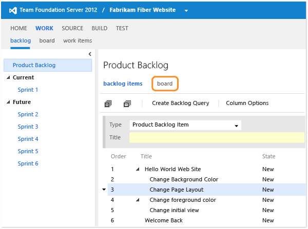 Open the Kanban board