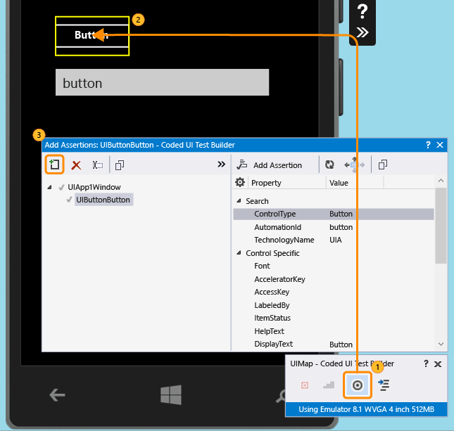 Use the cross-hair tool to map controls